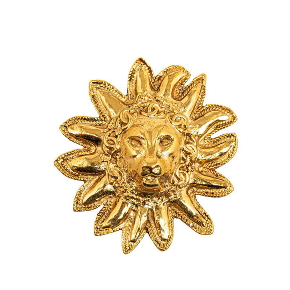 Chanel Chanel Lion Sun Motif Brooch Gold Plated Metal Brooch